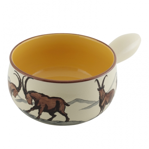 Caquelon Steinbock dunkelbrauner Rand 20 cm | BOX